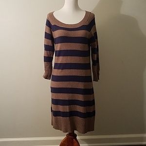 Old Navy navy/khaki stripped sweater dress